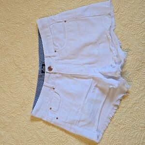 White Frayed Hem Denim Shorts
